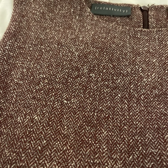 Maroon woven fall mini dress twill chevron - Picture 5 of 6